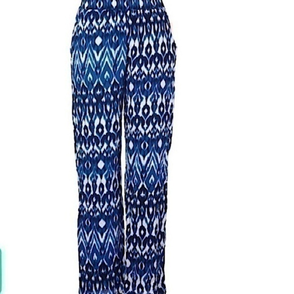 New Kim Rogers Career Blue Patterned Palazoo Pants​